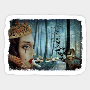 Gothic Surreal Unique Collage of Sad Queen of Hearts Sticker